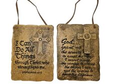 Set Of 2 Bible Scripture Phillipians 4:13 And Serenity Prayer Wall Plaques Resin picture
