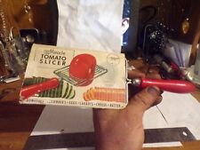 Vintage 1959 EKCO Tomato Slicer Red Wooden Handle in Packaging T-6321  NIB picture