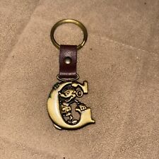 Vintage Authentic Disney Mickey Mouse Letter G Brass Keychain Key Ring picture