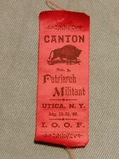 RARE 1888 CANTON NO. 5 PATRIARCH MILITANT RIBBON I.O.O.F. ODDFELLOWS picture