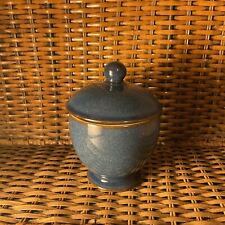 Denby England Blue/Brown Stoneware Sugar Bowl With Lid Vintage EXCELLENT Cond. picture