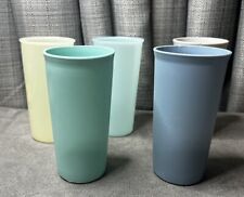 VTG Tupperware Tumblers Cups Drink #115 Blue Gray Yellow Lot of 5 Kitchen 12 Oz picture
