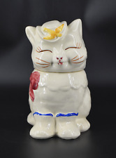 Vintage Shawee Pottery Puss N Boots Cookie Jar Cat Kitten Bow Hat 10