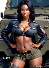 POP ART Sexy Military III Pin-Up Custom Fantasy ACEO Art Card ATC A-974 picture