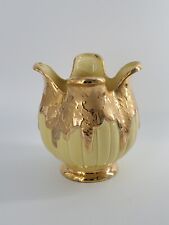 Hollywood Regency Mid Century Dripping 22K Gold and Yellow Vase  Made in Usa picture