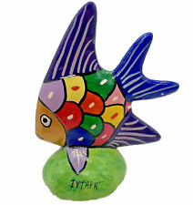 Angel Fish Figurine Art Pottery Ixtapa Mexico Folk Art Hand Painted Signed picture