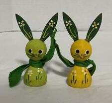 Vintage Holline Handmade Wooden “Spring Rabbits” Easter Figurines,Set Of 2(READ) picture