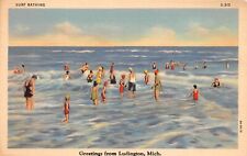 Surf Bathing Greetings From Ludington Michigan Postcard picture