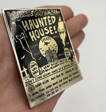 NH Haunted House Vintage Halloween Pin 2” x 2.5” Metal Pin Bedford Camp Allen picture