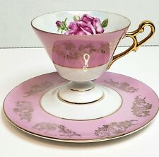Vintage Teacup Royal Halsey Irridescent Pink and Gold Roses picture