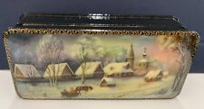 Russian Lacquer Box Fedoskino Art Painting Jewelry Trinket Box Gift Box Winter picture