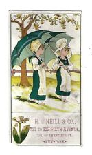 c1890 Victorian Trade Card H. O'Neill & Co., Cloaks & Dolmans, Girls Umbrella picture