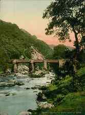 Bettws-y-Coed. View from Pont-y-Pair. Vintage PC photochromy, photochrome photo picture