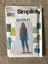 1999 Simplicity Trims 2 Hour Misses Top Pants Shorts Bag Pattern #8751 UNCUT picture