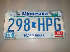 1997 Dec Minnesota White Blue License Plate Tag 298 HPG 10000 Lakes picture