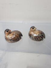 Vintage Pair of Ceramic Quail Birds Earthtones Japan picture