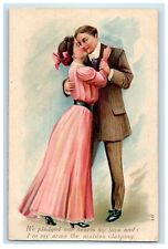 c1910's Sweet Couple Romance Kissing Formal Dressed Embossed Antique Postcard picture
