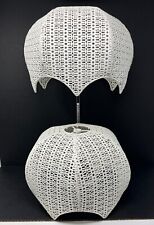 Vintage Metal Mesh White Lace Set Of 2 Table Lamp Shades Tulip Panel 13''x 10'' picture