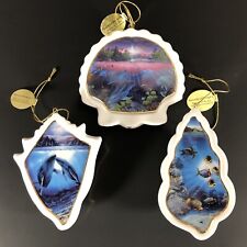 3pc Danbury Mint Majesty of the Sea Christmas Ornaments White Gold Shells RARE picture