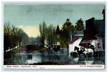 1909 View of High Water, Horse Carriage, Plymouth Indiana IN Postcard picture