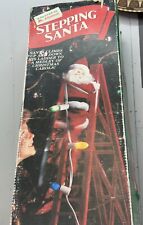 Vtg MR CHRISTMAS STEPPING SANTA LADDER CLIMBING ANIMATED MUSICAL LIGHTS picture