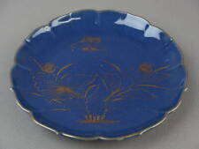 Traditional Japanese Old Imari Lapis Lazuli Gold Flower and Butterfly Plate picture