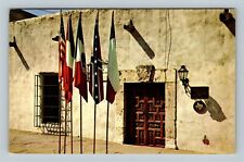 San Antonio 1722 Spanish Governor's Palace Entrance Flags Vintage Texas Postcard picture