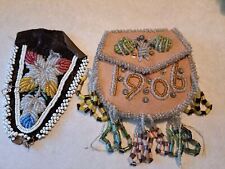 Antique 1906 Native American Beadwork Purse Wallet & Moccasin Top picture