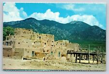 Taos Pueblo NM New Mexico Indian Apartment Houses Vintage Postcard View Unused picture