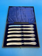 Charles Boyton & Son Sheffield 1915. Set Of 6 Small Silver Tea Knives In Case picture