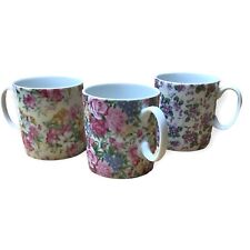 Floral Mugs Three Small Tea,  Coffee, Cups, Hot Cocoa, 3” x 3” China picture