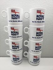 Set of 8 ROYAL NAVY Plastic Mugs - British Made - See the World. Differently. picture