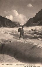 Chamonix Ascension DU Mont-Blanc Sur La Mer De Glace Vintage Postcard c1910 picture