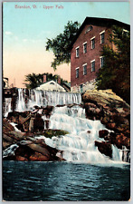 Brandon Vermont 1910 Postcard First National Bank Building Upper Falls picture