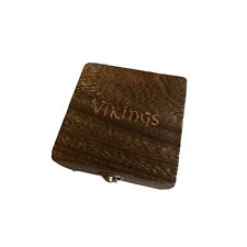 Wood Viking Square Carved  Jewelry Trinket Box picture