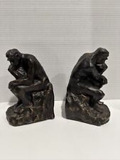 Vintage Set Of Rodin The Thinker Bookends 1999 Barnes And Noble W/free Tote picture