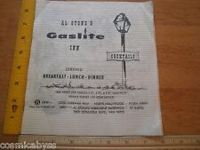 1960's Al Stone's Gaslite Inn North Hollywood CA restaurant menu napkin VINTAGE picture