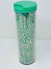 Starbucks Green Gold Metallic Crackle Plastic Travel Tumbler Cup Mug 2020 Skinny picture