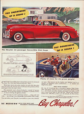 Vintage 1941 Chrysler's Roomy Six Passenger Convetible Club Sedan Advertisment picture