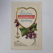 St Valentine Greetings Anchor Vintage Holiday Postcard Embossed Divided Back picture