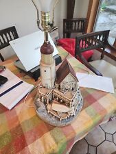 RARE Apsit brothers 1973 Lighthouse boat house chalk ware Cali Lamp pnt Julianna picture