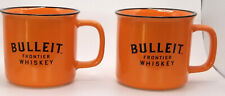 Pair of Bulleit Frontier Whiskey Camp Mug Style Ceramic Coffee Mugs Orange Black picture