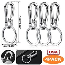 4Pcs Keychain Key Ring Carabiner Clip Keyring Chain Fob Holder Silver Metal USA picture