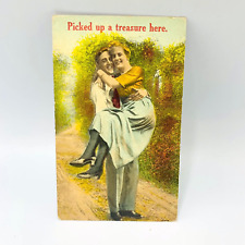Vintage Postcard Lovers Couple Dating Romance 