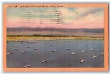 1949 Battle Fleet Off Long Beach Military Navy Battleships CA Posted Postcard picture