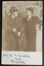 RPPC Two Men In Hats And Suits Laughing 