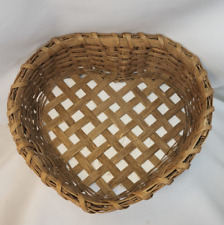 VINTAGE HAND-WOVEN SIGNED BASKET- Heart  Shaped- 1980'S picture