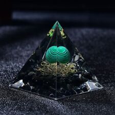 Orgone Pyramid Natural Malachite Crystal Sphere Obsidian Orgonite Pyramid picture