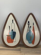 Pair Vintage MCM Teardrop Popcorn Wall Art by Illinois Moulding Company picture