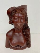 Vintage 40’s A A Fatimah Bali Statue of a Woman Carved Wood Sculpture 13” picture